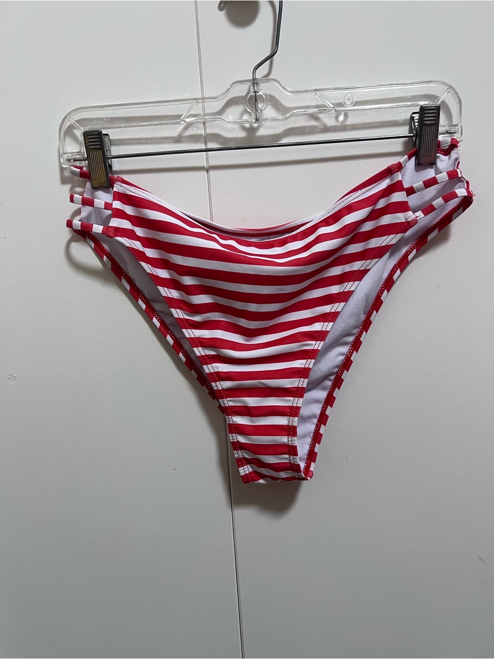 NWOT Red & White Striped Bikini Bottom Size Large